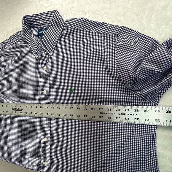 Ralph Lauren Blake Mens Gingham Button-Down Shirt XL Purple/White Short Sleeve - Picture 5 of 6